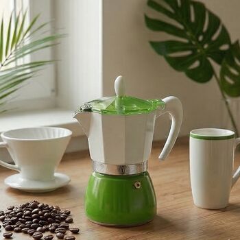 Italian Moka Pot Espresso Maker 'Pin Up' In Green, 3 of 5