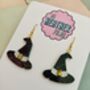 Witch's Hat Glitter Resin Earrings / Halloween Jewellery / Gothic Style Jewellery Shimmering Midnight Glitter / Gift For Witches, thumbnail 4 of 5