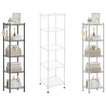 Five Tier Bathroom Storage Rack With Hooks, 9 of 9