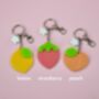 Fruit Keyring With Lemon, Strawberry Or Peach Charm, thumbnail 2 of 9