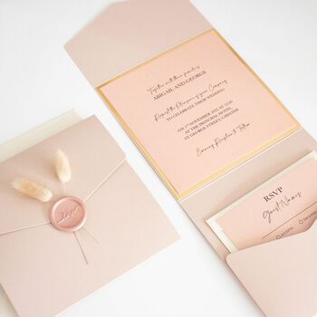 Blush Pink And Gold Bunny Tails Wedding Invitation, 2 of 9