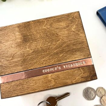 Personalised Wooden Cufflink Or Trinket Box, 2 of 10