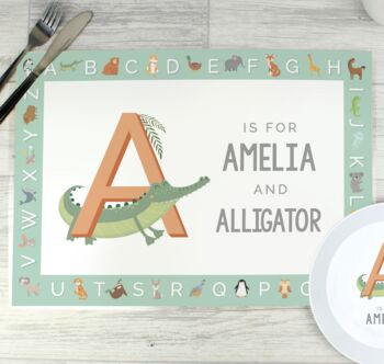 Personalised Animal Alphabet Melamine Plate, 4 of 6