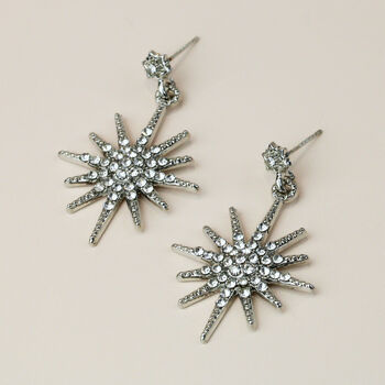 Gold Or Silver Sparkly Star Dangle Stud Earrings, 7 of 9