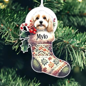 Personalised Cockapoo Christmas Stocking Bauble, 2 of 2