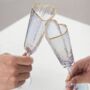 Pair Of Heart Gold Rim Champagne Glasses, thumbnail 1 of 6