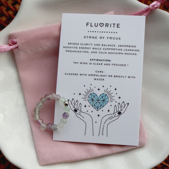 Fluorite Thumb Ring With Pouch And Info Card, 3 of 6
