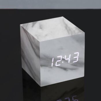 Cube Marble Click Clock White LED, 4 of 4