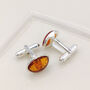 Amber Sterling Silver Cufflinks, thumbnail 3 of 3