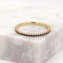 Sterling Silver Sapphire Blue Cz Skinny Crystal Band Ring, thumbnail 3 of 12