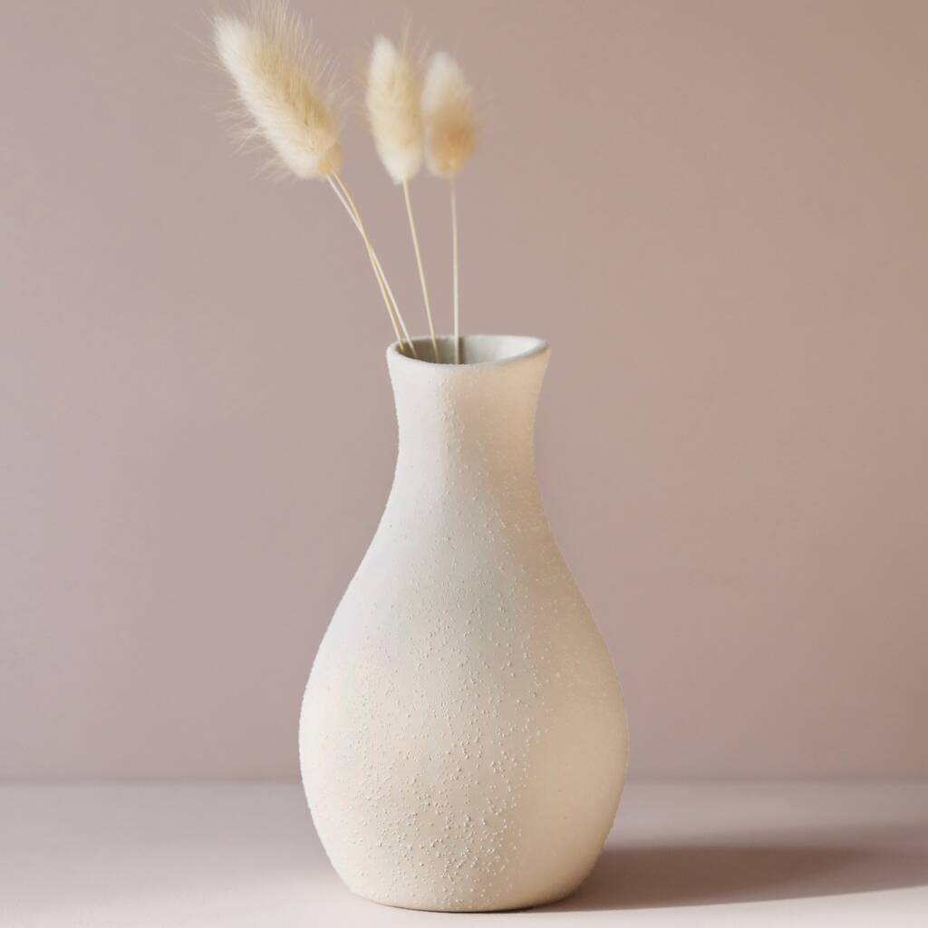 Rounded Neutral Ceramic Vase, H15cm, 1 of 4