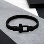 Personalised Men's Nautical Double Strand Black Matt D Shackle And Rope Bracelet, thumbnail 2 of 9