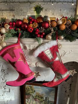 Hot Pink Cowboy Boot Christmas Stocking, 2 of 6