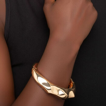 Nami 18 K Gold Plated Hammered Bangle, 2 of 5