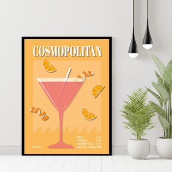 Cosmopolitan Cocktail Print Four Colour Options, 8 of 8