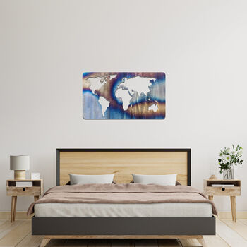 Metal World Map Wall Decor With Continents Design, 4 of 11