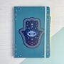 Personalised Hamsa Notebook And Crystal Pen Gratitude Diary Planner, thumbnail 1 of 7