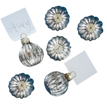 Silver Bauble Placecard Holders Set Of Six, 2 of 3