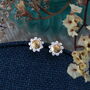 Sterling Silver Sunflower Earrings 'Sunshine', thumbnail 2 of 10