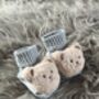 Grey Ribbed Teddy Bear Baby Socks, thumbnail 6 of 8