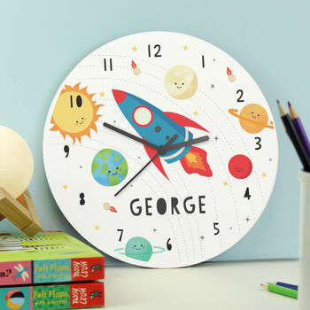 Personalised Rocket Space Wooden Clock, 2 of 2