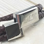 Chestnut Brown Leather Personalised Chrome Bracelet, thumbnail 3 of 11