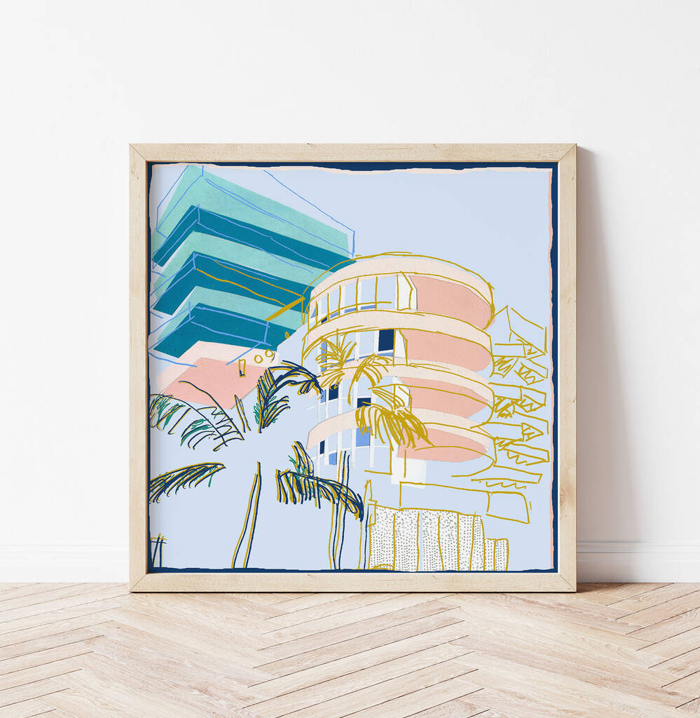 'Ocean Place' Art Deco Miami Inspired Giclée Art Print, 1 of 2