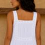 Women's Victorian Style White Sleeveless Cotton Nicole Nightdress Pintuck And Broderie Anglaise Nightgown, thumbnail 8 of 8