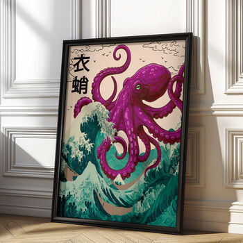 Octopus Wave Art Print | Japanese Ukiyo E Style Wall Decor, 2 of 6