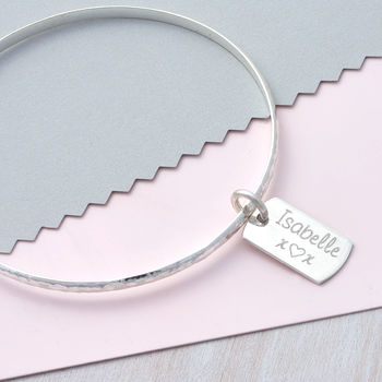 Personalised Sterling Silver Tag Bangle, 2 of 6