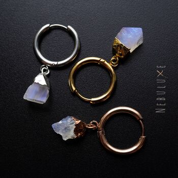 Raw Moonstone Crystal Earrings, 4 of 9