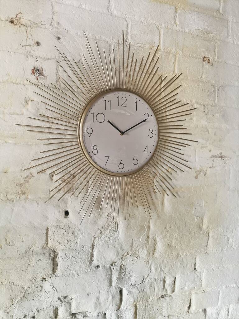 Light Gold Starburst Wall Clock By Cambrewood