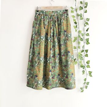 Flower Garden Cotton Midi Skirt, Art Print Skirt, 2 of 4