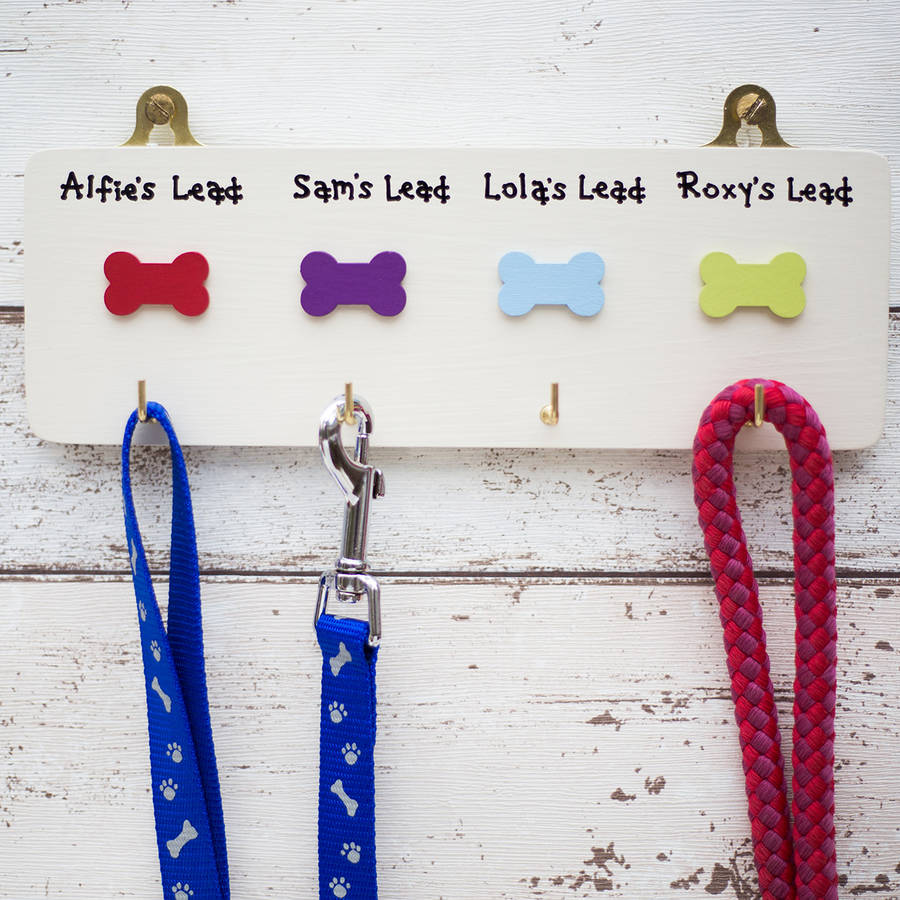 Personalised Handmade Four Dog Lead Hanger/Holder By Siop Gardd