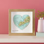 Map Heart Wall Art Gold Framed Personalised Print, thumbnail 1 of 3