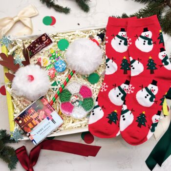 Kids And Tween Christmas Craft Gift – Festive Socks, Crafts, Pen And Reindeer Keyring, 8 of 9