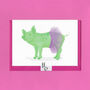 Green Ballerina Pig Illustrated Blank Greeting Card, thumbnail 5 of 11