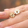 Daisy Flower Stud Earrings Floral Jewellery 18k Gold, thumbnail 1 of 10