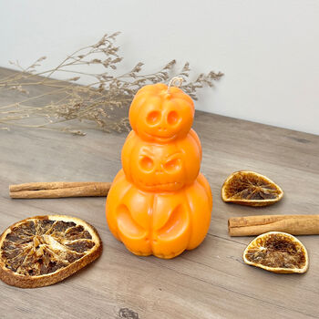 Orange Pumpkin Halloween Decoration Candle, 3 of 8