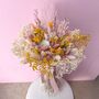 Pink And Yellow Dried Flower Bouquet With Gypsophila, thumbnail 3 of 5