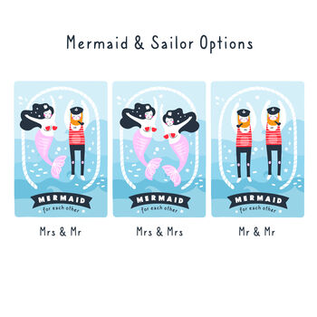 Personalised Mermaid And Sailor Romantic Greeting Card, 5 of 6