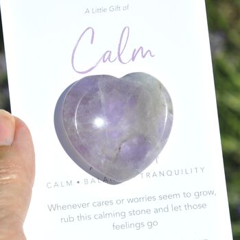 Calm Amethyst Heart Worry Thumb Stone Gift For Calm And De Stress, 4 of 9