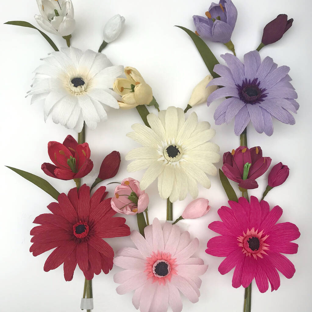 Paper Gerbera And Tulip Bridesmaid Bouquet By Paper Kate