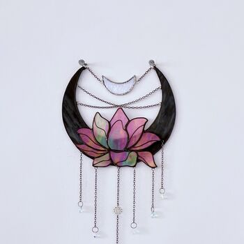Moon And Lotus Glass Wall Hanging, 4 of 10