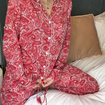 Handmade Silk Pyjamas Long Sleeve Christmas Paisley, 12 of 12
