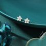 Sterling Silver Tiny Opal Blue Cz Flower Stud Earrings, thumbnail 1 of 12