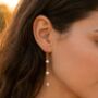 Three Pearl Drop Gold Plated Tarnish Free Earrings, thumbnail 1 of 3