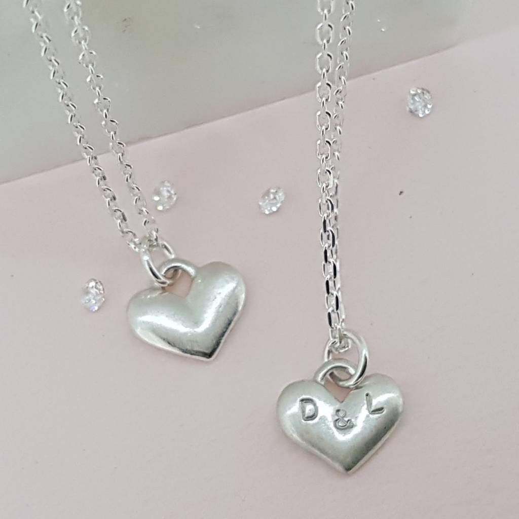 personalised solid silver love heart necklace by caroline brook ...