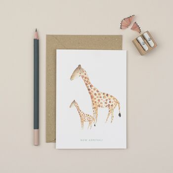 New Arrival Giraffe New Baby Greetings Card, 2 of 2