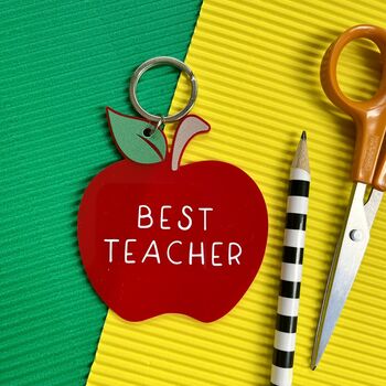 Personalised Best Teacher Gift Apple Keyring, 3 of 3